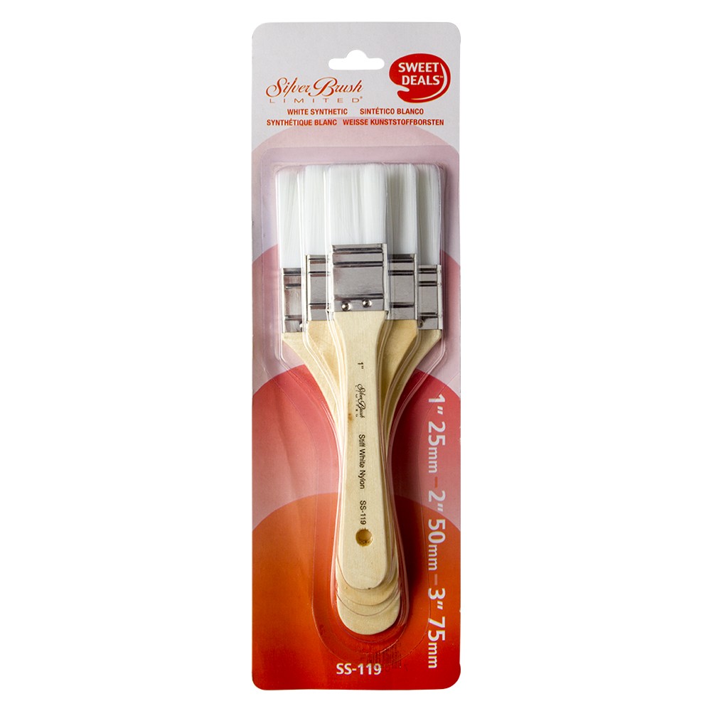 SILVER BRUSH Sweet Deals Stiff White Synthetic Set