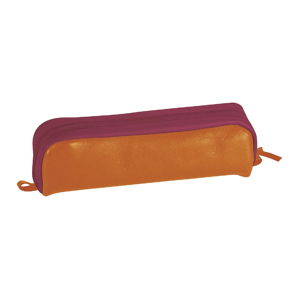 CLAIREFONTAINE LEATHER Pencil Case Rectangular Orange/Fuschia Default Title