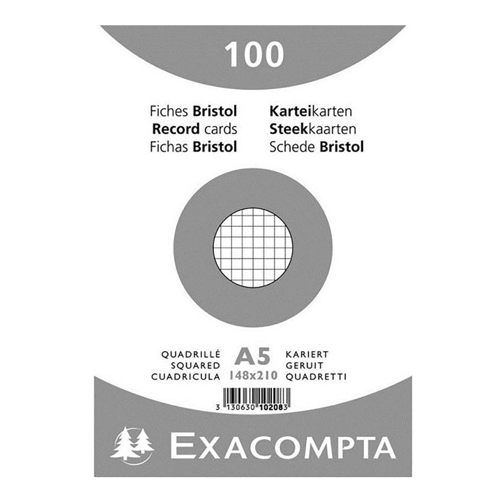 EXACOMPTA Record Cards 100s 14.8x21cm Square-White