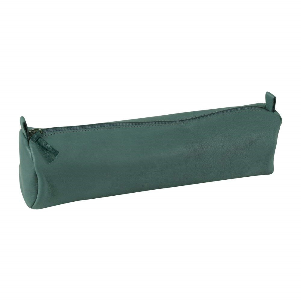 CLAIREFONTAINE LEATHER Pencil Case Round Pine Green Default Title