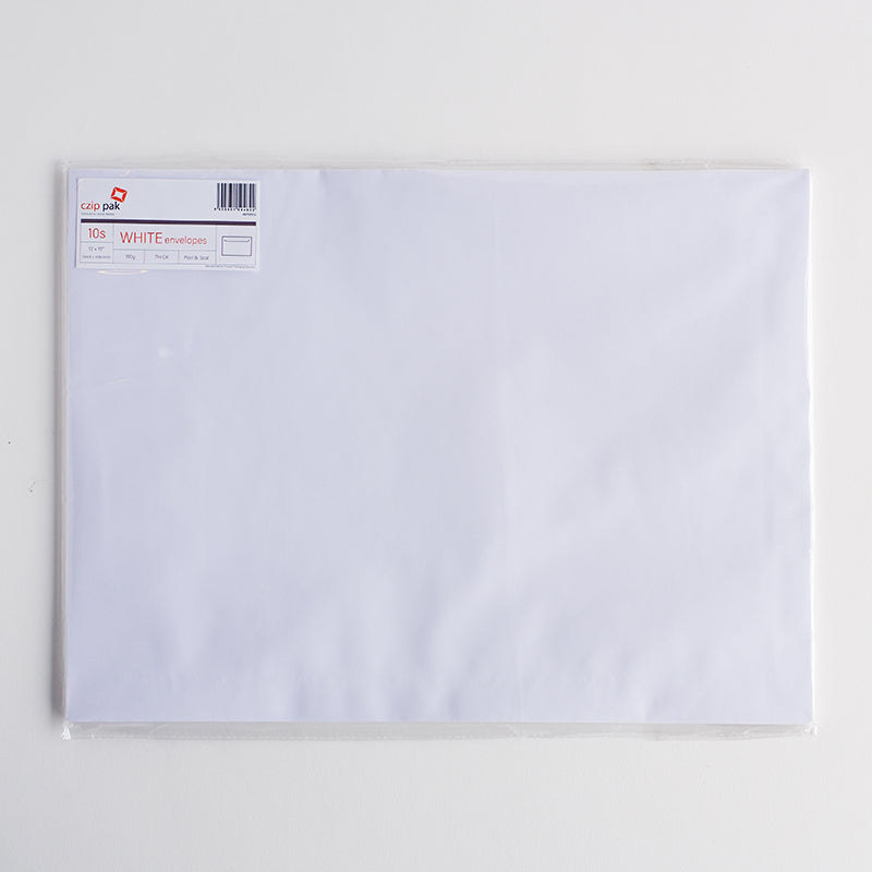 WHITE Envelopes 12"x16" 100g 10s THICK Peel & Seal