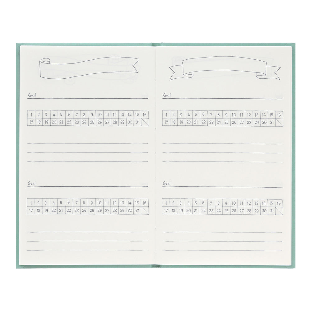MIDORI Diary Habit Tracker Blue Green