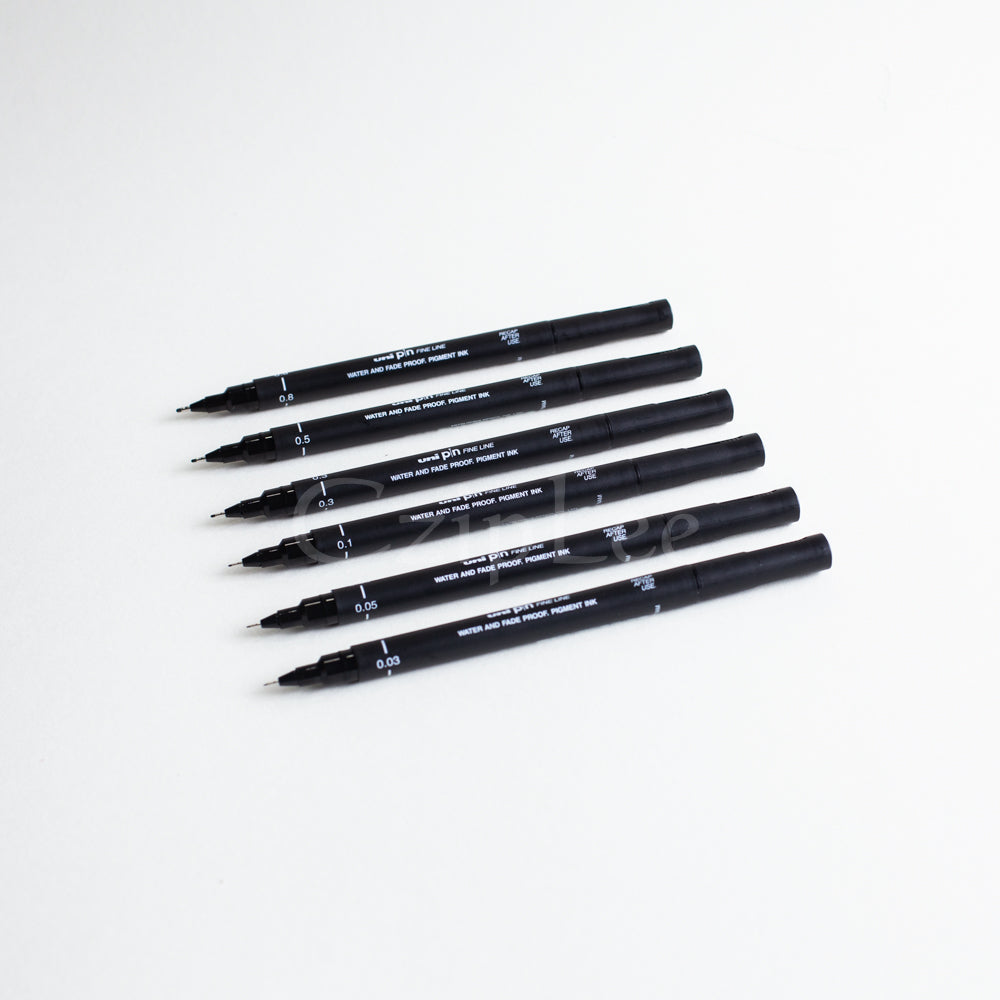 UNI pin Fine Line 6pc/Set Black