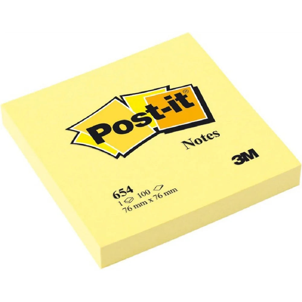 3M Post-it Classic Notes 654HB 3x3in Yellow