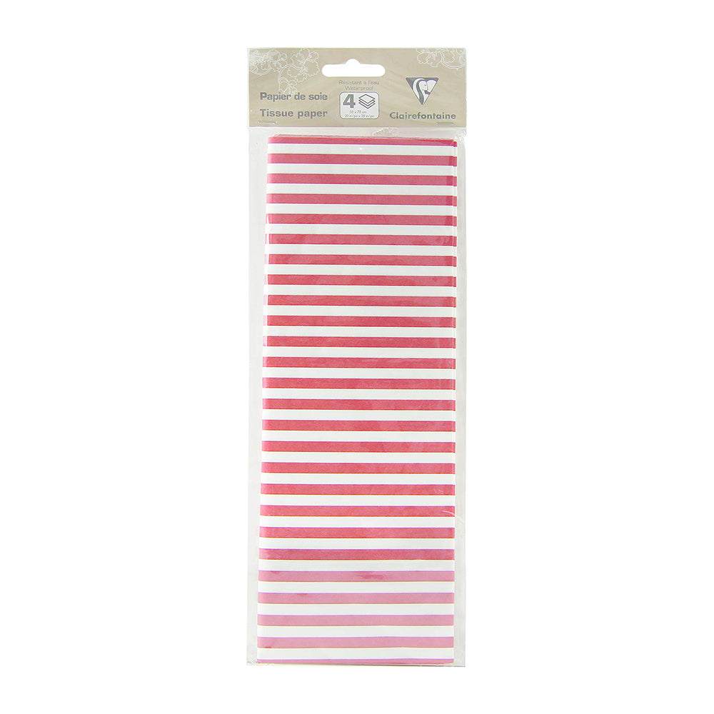 CLAIREFONTAINE Tissue Paper-Folded 18g 50x70cm 4s Red Stripes