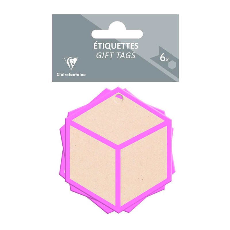 CLAIREFONTAINE Kraft Gift Tags 6s Geometric-Pink Default Title