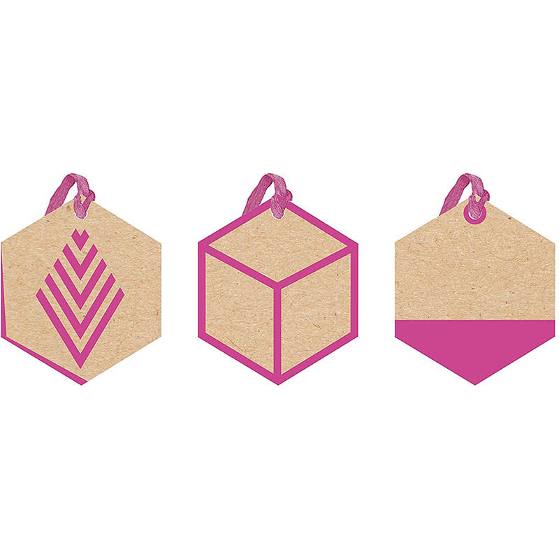 CLAIREFONTAINE Kraft Gift Tags 6s Geometric-Pink Default Title