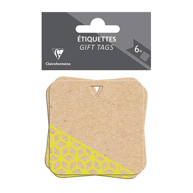 CLAIREFONTAINE Kraft Gift Tags 6s Geometric-Yellow Default Title