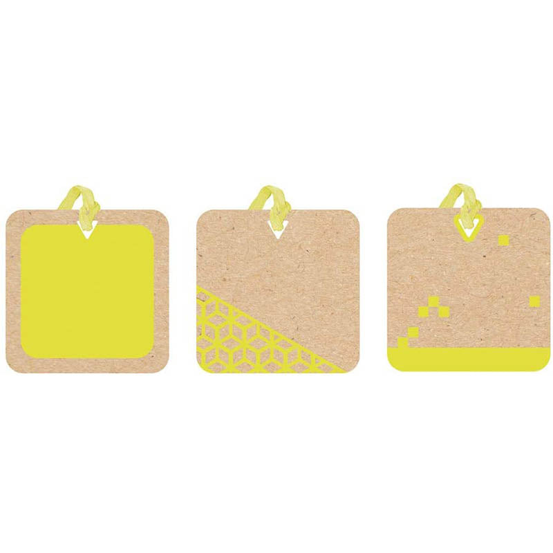 CLAIREFONTAINE Kraft Gift Tags 6s Geometric-Yellow Default Title