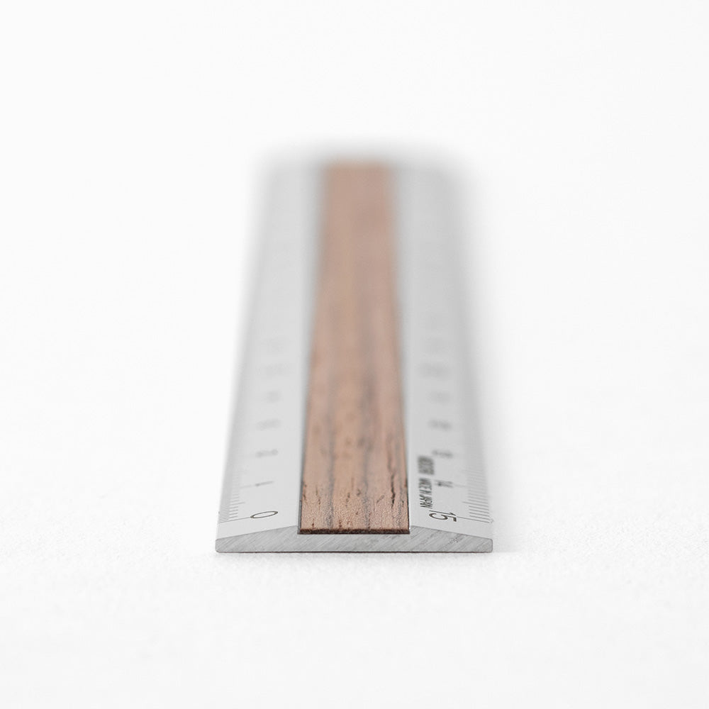 MIDORI Aluminium Wooden Ruler 15cm Dark Brown A