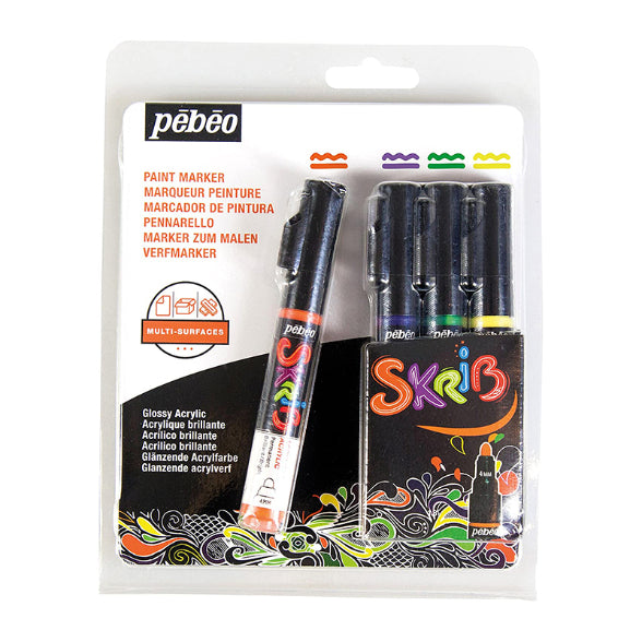 PEBEO Skrib Acrylic Markers Set of 4-Grafitti