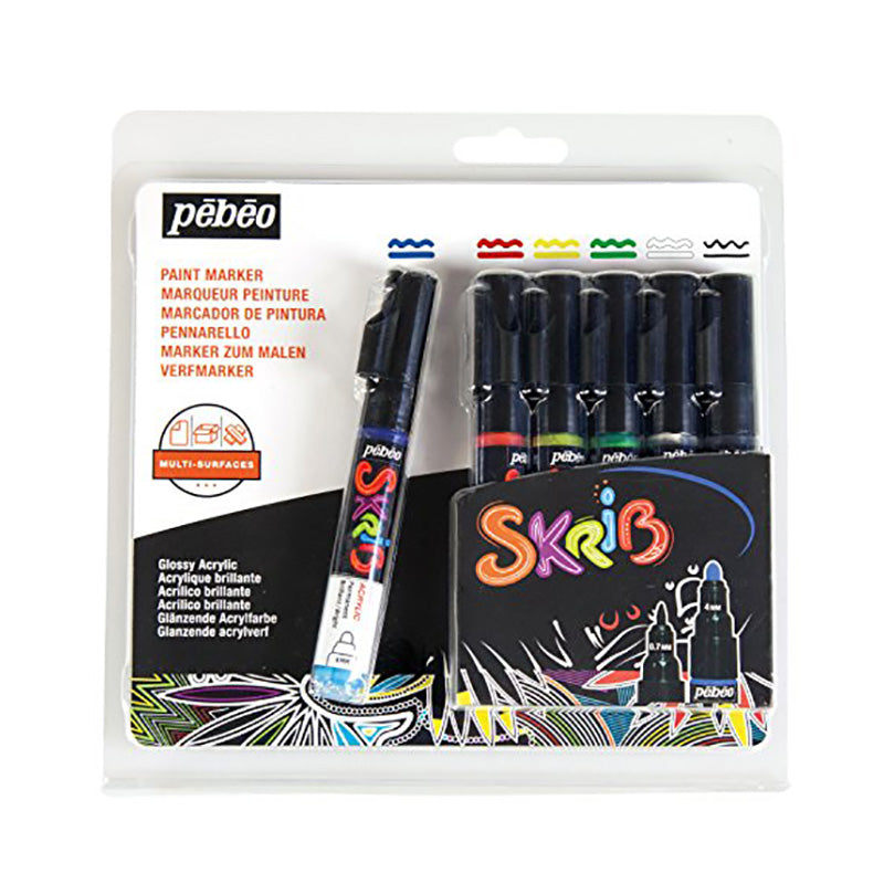 PEBEO Skrib Acrylic Markers Set of 6-Classic