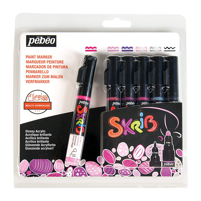 PEBEO Skrib Acrylic Markers Set of 6-Sugard Almond