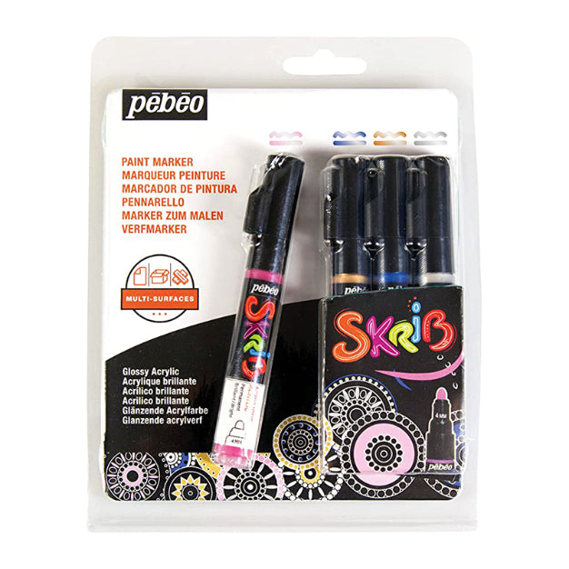 PEBEO Skrib Acrylic Markers Set of 4-Pearl
