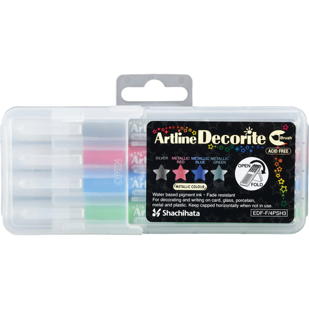 ARTLINE Decorite Brush F 4 Col Set 3 Metallic