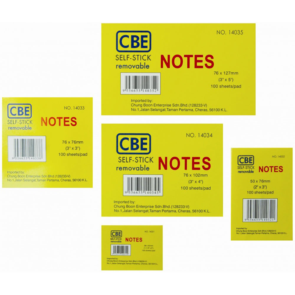 CBE Stick On Note 14033 Paper 76x76mm 4Cols