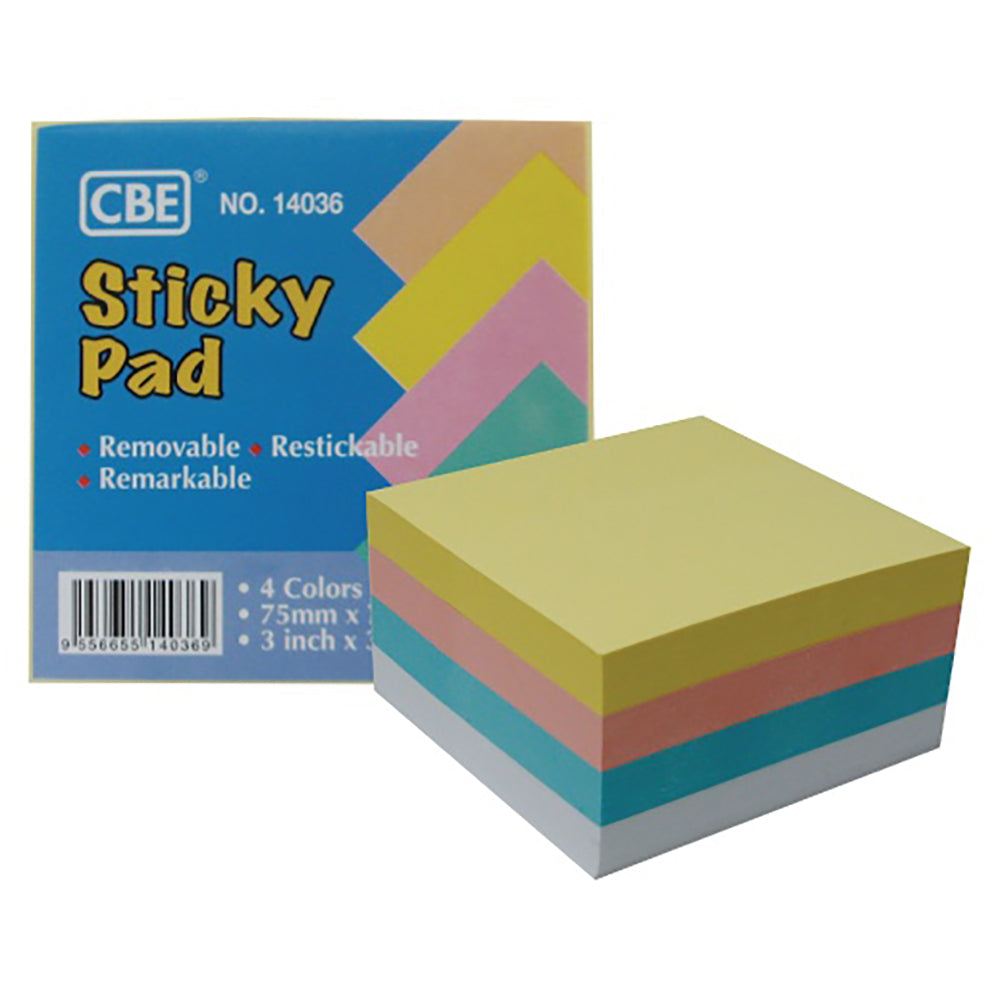 CBE Stick On Note 14036 4Pastel Col Paper