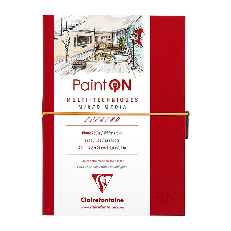 CLAIREFONTAINE Paint ON Sewn Pad A5 250g White Default Title