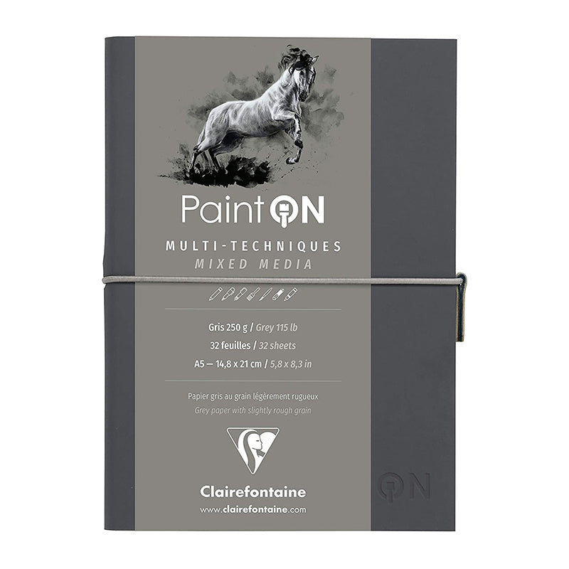 CLAIREFONTAINE Paint ON Sewn Pad A5 250g Grey Default Title