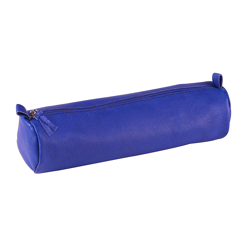CLAIREFONTAINE Coloured Leather Pencil Case Round Blue Default Title