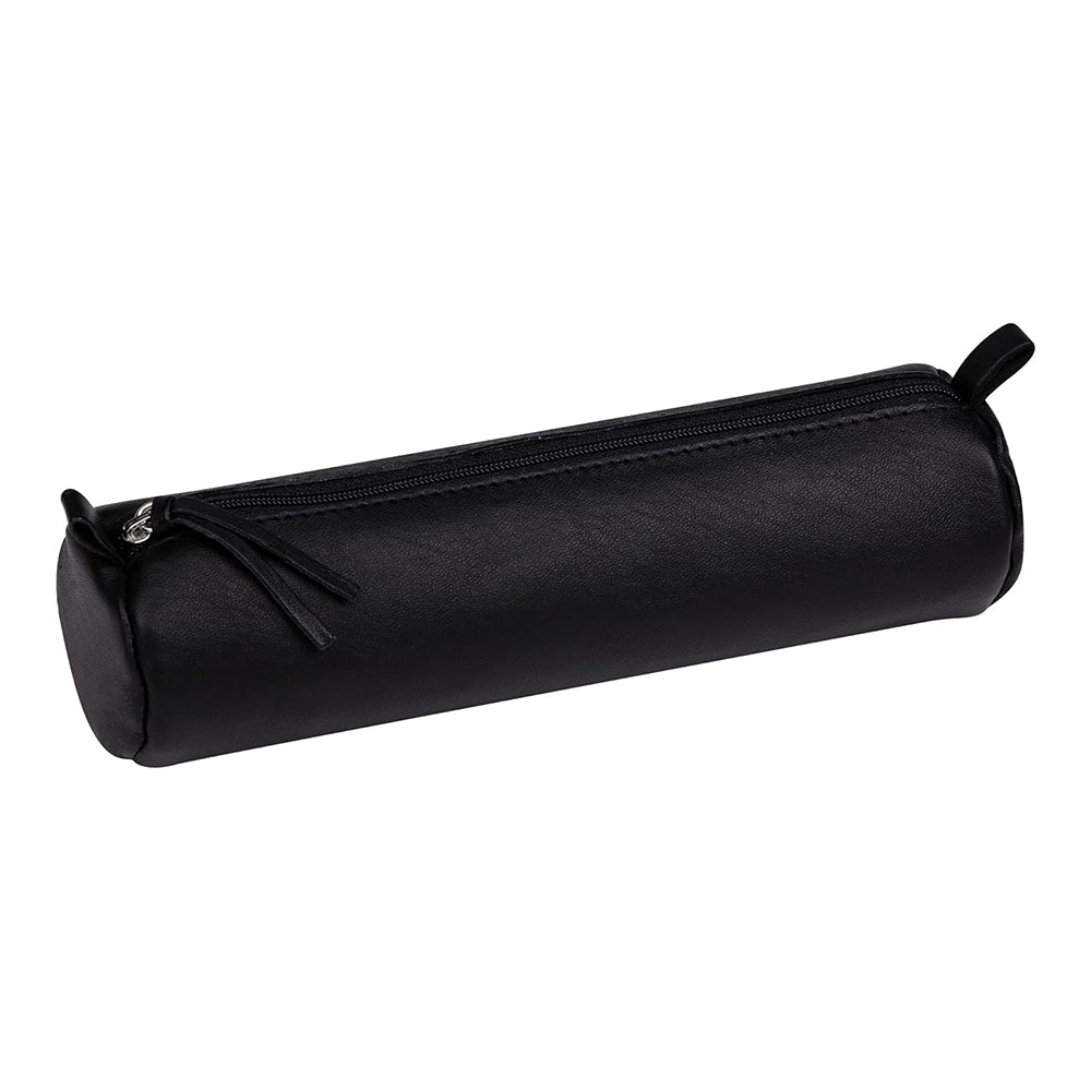 CLAIREFONTAINE Black Leather Pencil Case Round