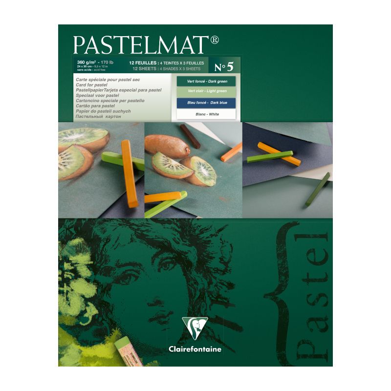 CLAIREFONTAINE Pastelmat Pad 360g 24x30cm 12s No.5 4 Shades Default Title