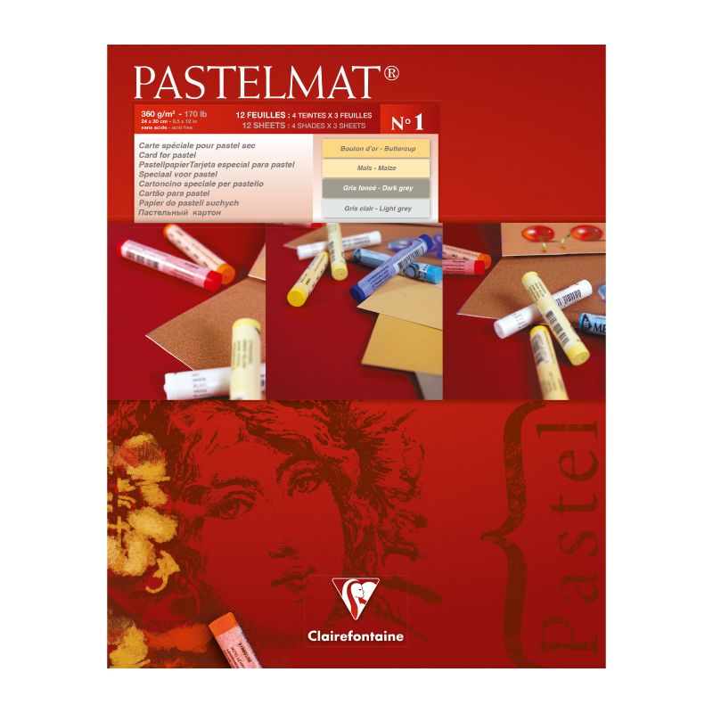 CLAIREFONTAINE Pastelmat Pad 360g 24x30cm 12s No.1 4 Shades Default Title