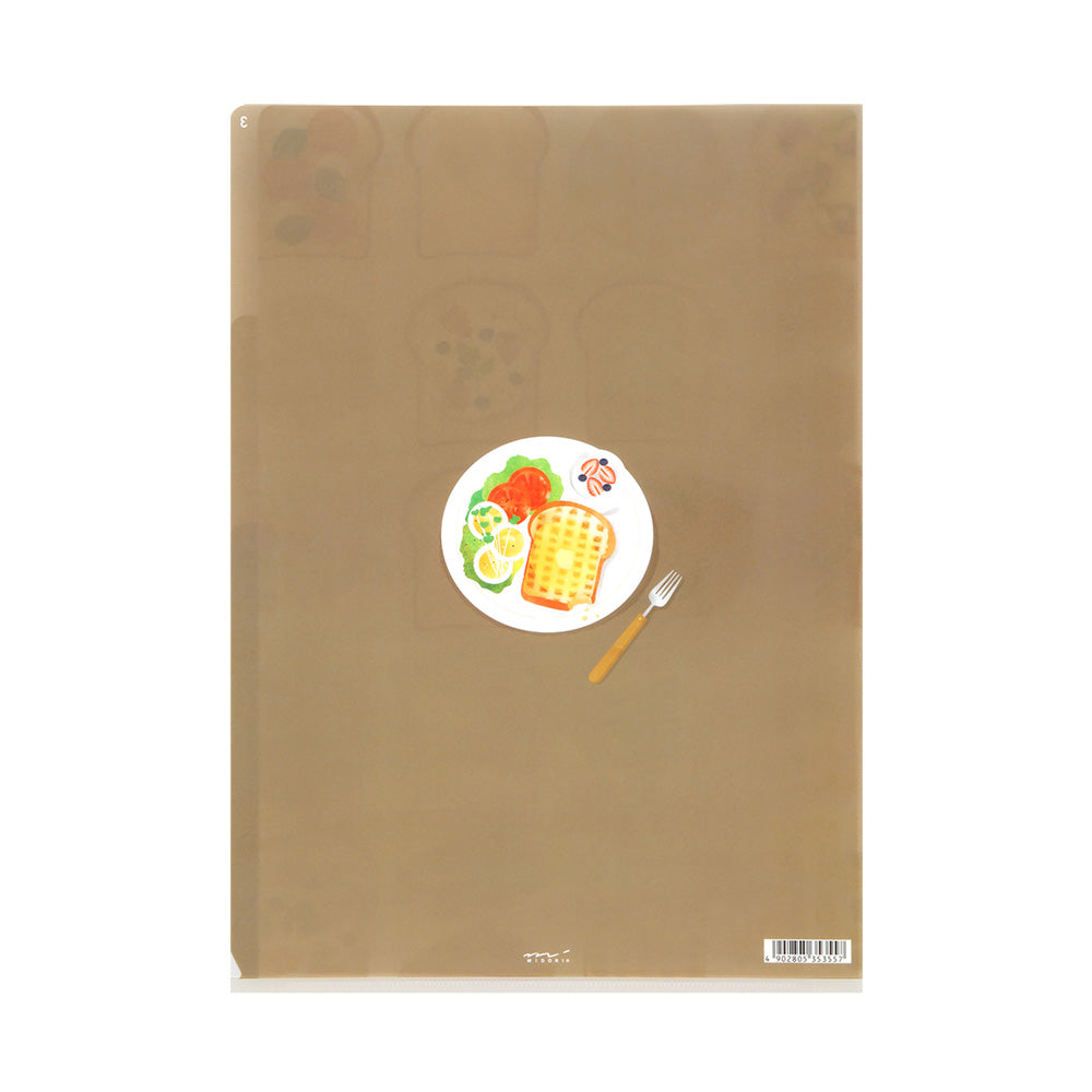 MIDORI 3-Pockets Clear Folder A4 Toast