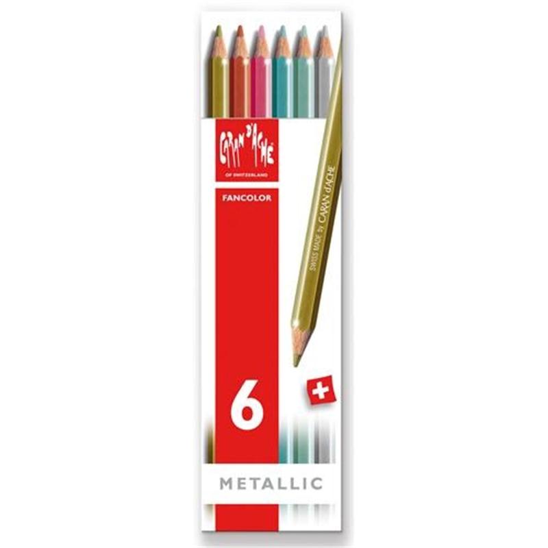 CARAN D'ACHE Fancolor Metallic Water Soluble Pencil 6/box