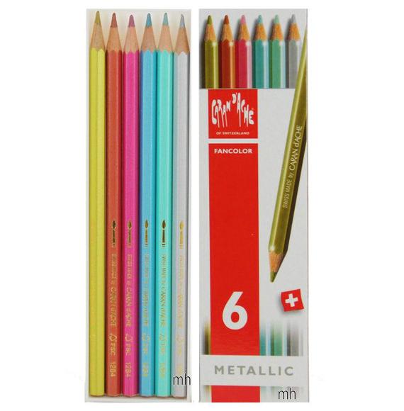 CARAN D'ACHE Fancolor Metallic Water Soluble Pencil 6/box