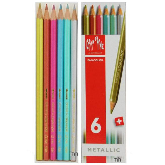 CARAN D'ACHE Fancolor Metallic Water Soluble Pencil 6/box