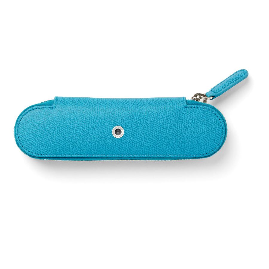 GVFC Pen Case for 2 pens w/Zipper Epsom Gulf Blue