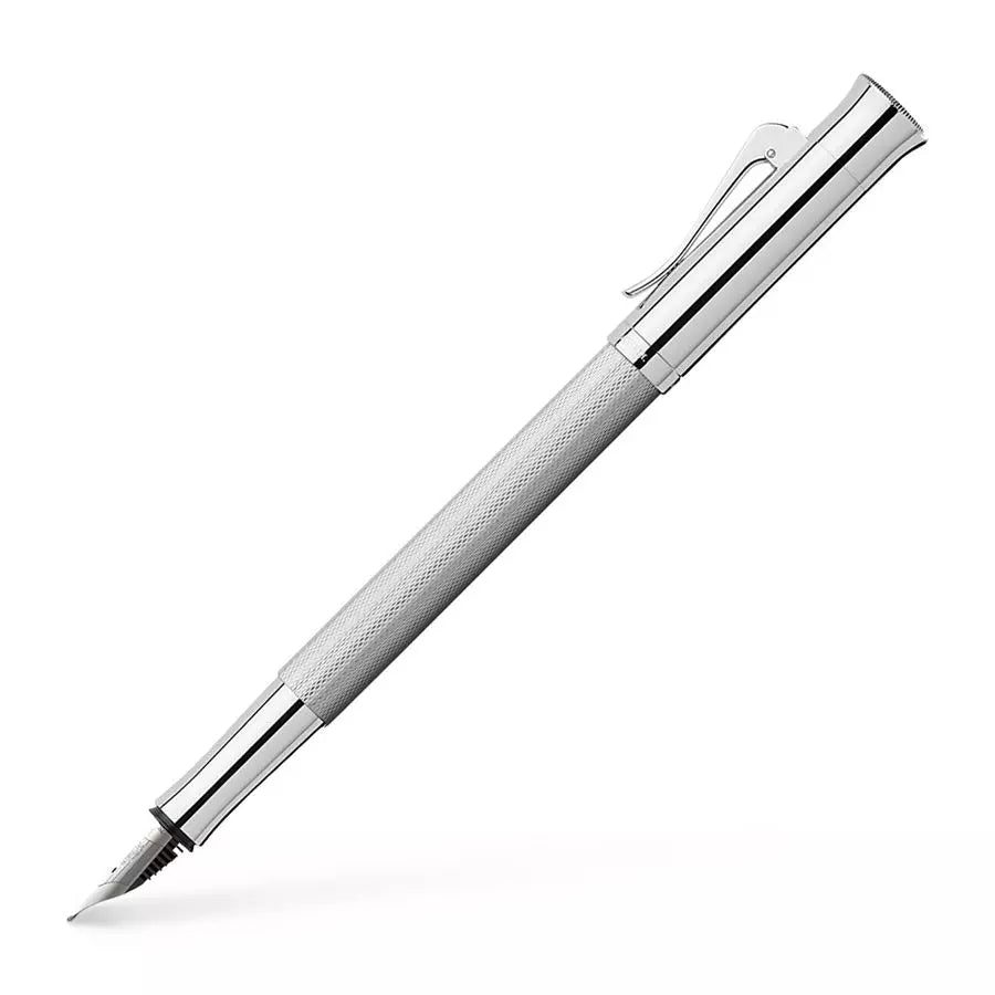 GRAF VON FABER CASTELL Guilloche Rhodium Fountain Pen-Broad
