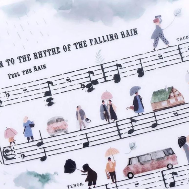 MU Print-On Sticker 2s 078-Walking in the Rain