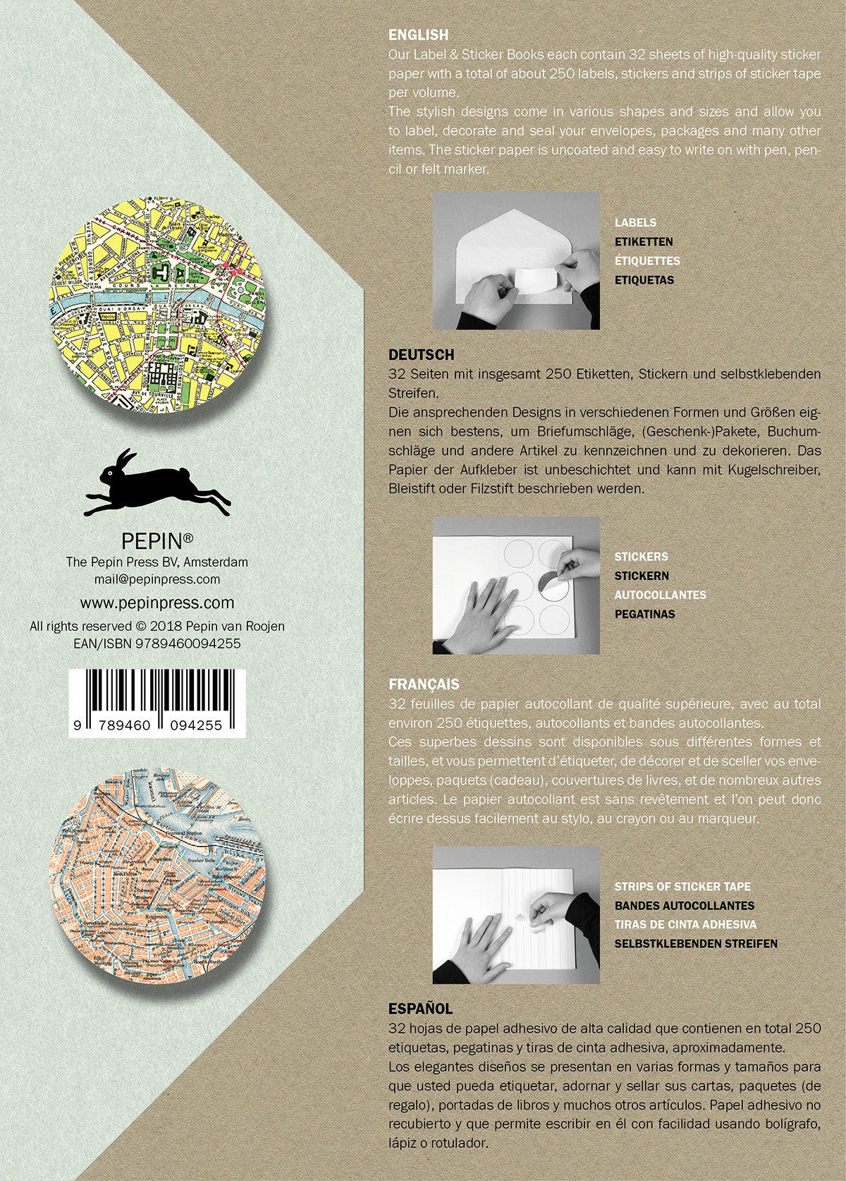 PEPIN Label & Sticker Book Historical Maps