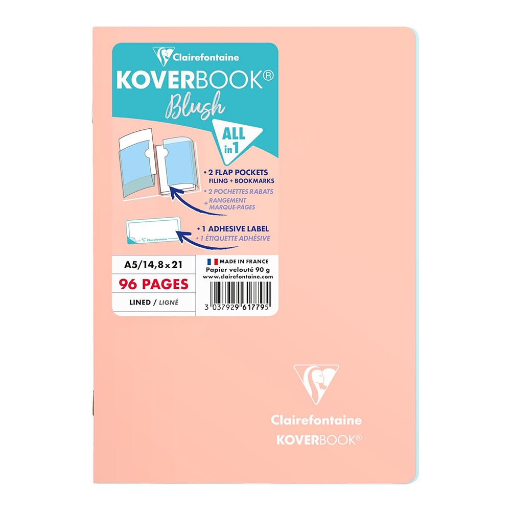 CLAIREFONTAINE Koverbook Blush Stapled A5 96p Ruled Coral