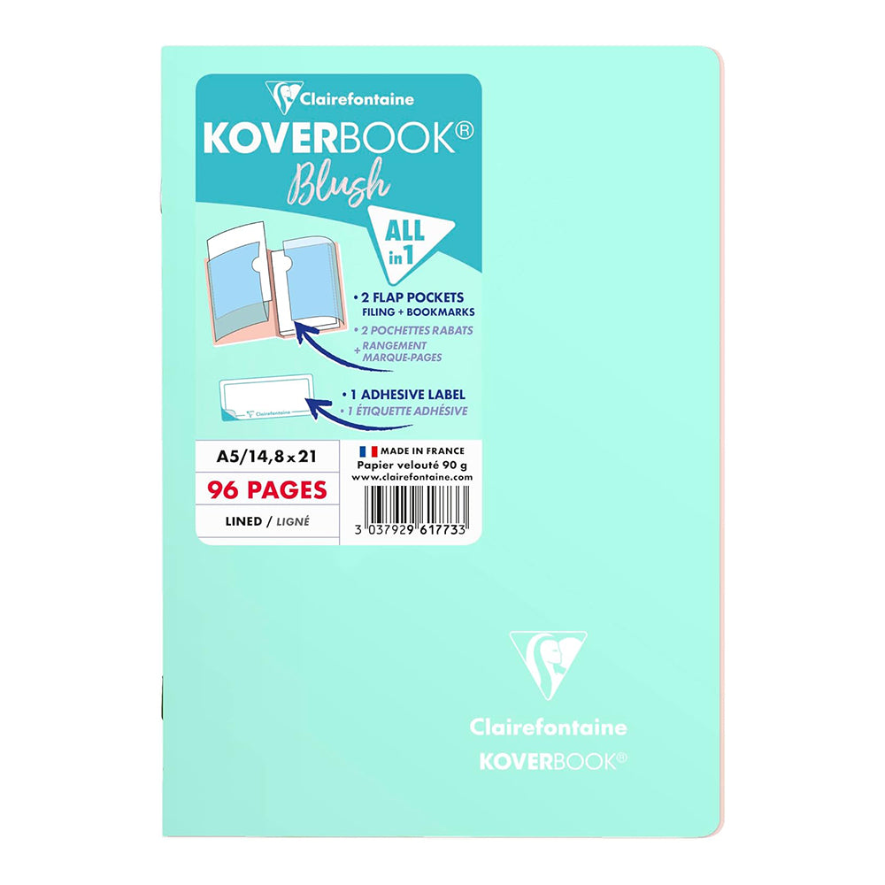 CLAIREFONTAINE Koverbook Blush Stapled A5 96p Ruled Mint