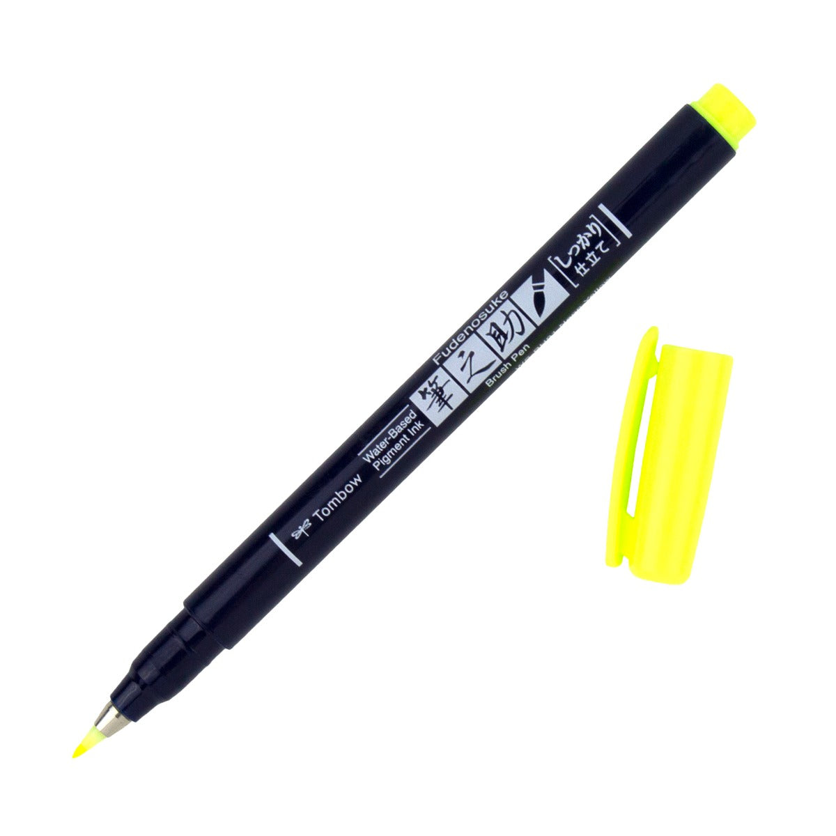 TOMBOW Fudenosuke Brush Pen-Hard-Neon Yellow