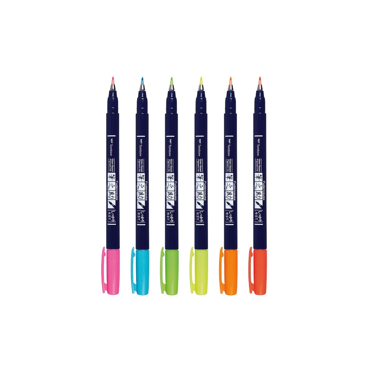 TOMBOW Fudenosuke Brush Pen-Hard-Neon Orange