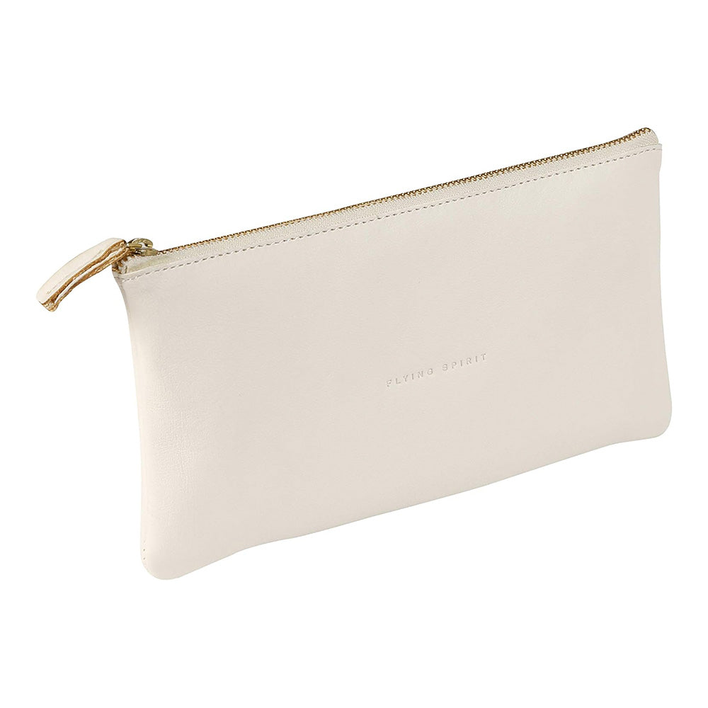 CLAIREFONTAINE Flying Spirit Leather Flat Pencil Case White