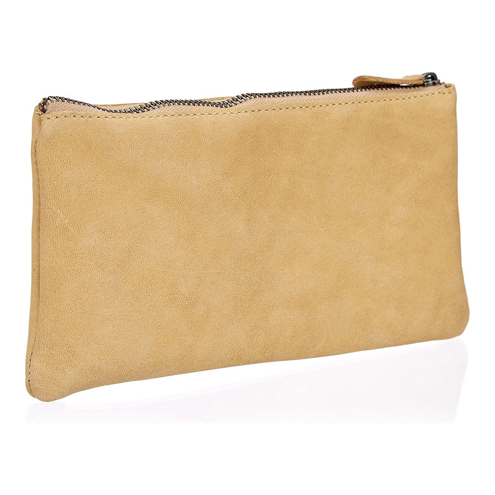 CLAIREFONTAINE Flying Spirit Leather Flat Pencil Case Beige