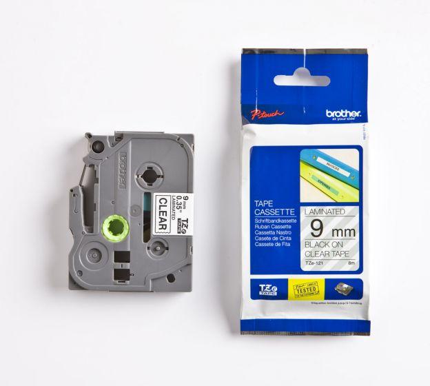BROTHER TZe Tape TZe-121 9mm Black on Clear