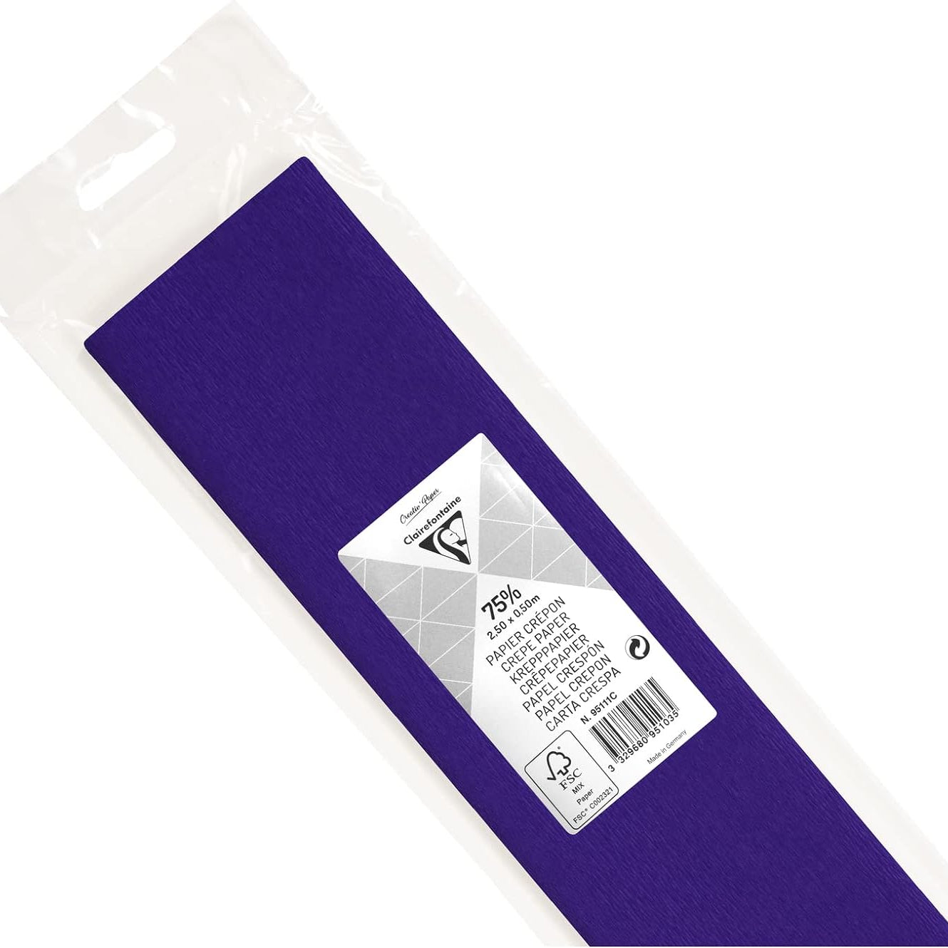 CLAIREFONTAINE Crepe Paper Roll 75% 2.5x0.5M Violet