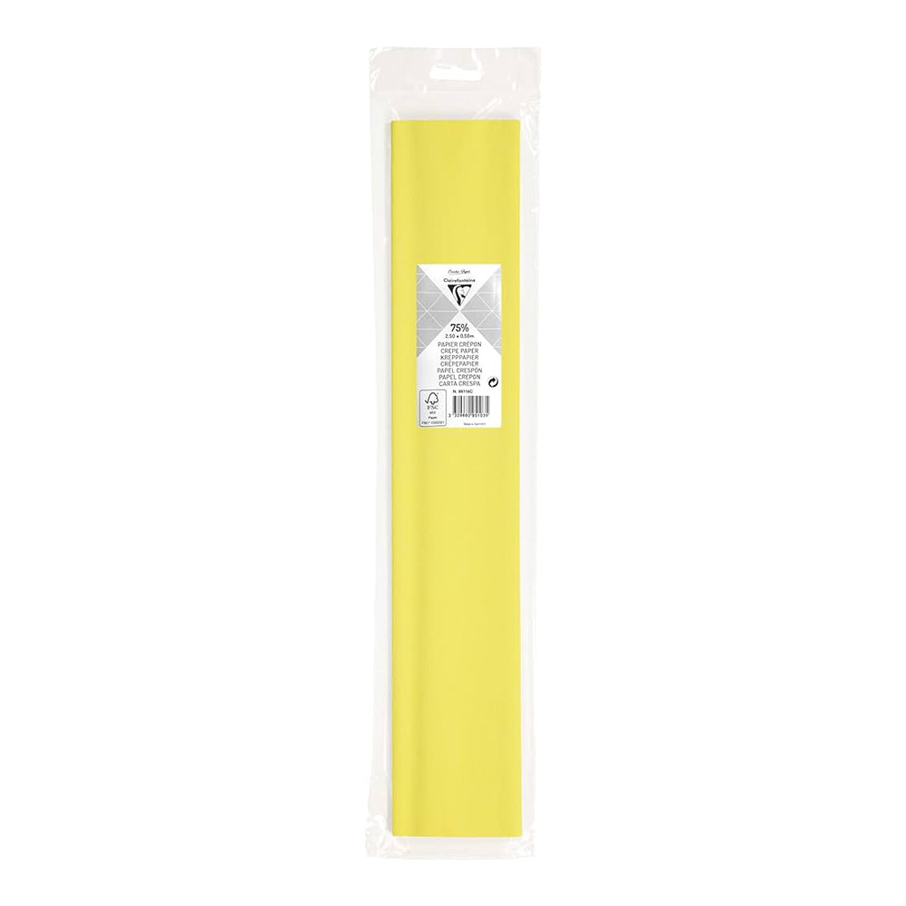CLAIREFONTAINE Crepe Paper Roll 75% 2.5x0.5M Pale Yellow