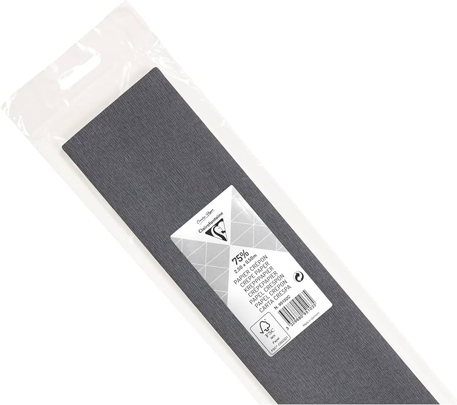 CLAIREFONTAINE Crepe Paper Roll 75% 2.5x0.5M Grey