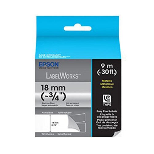 EPSON LK Tape Metallic 18mmx9mm Black on Silver