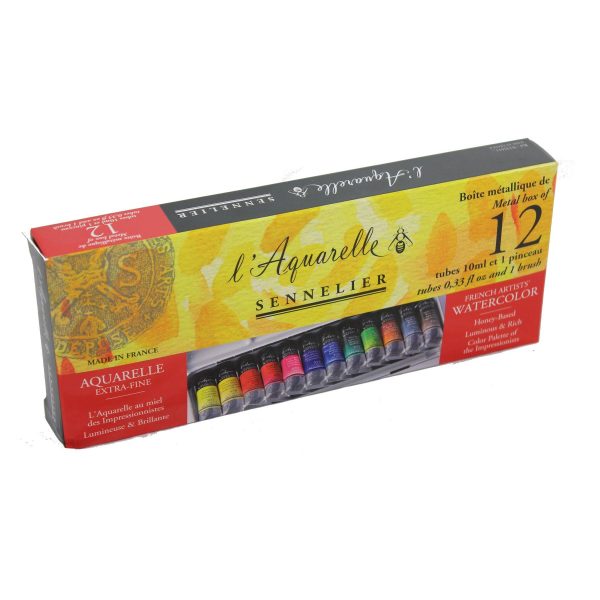 SENNELIER L'Aquarelle Watercolour Metal Box 12x10ml+1 Brush