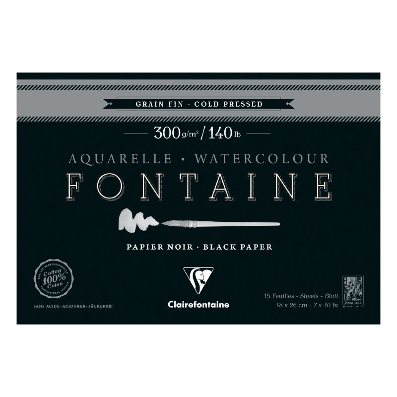 CLAIREFONTAINE Fontaine 4 Sides Cold Pressed 300g Black 14x21.6cm 20s Default Title