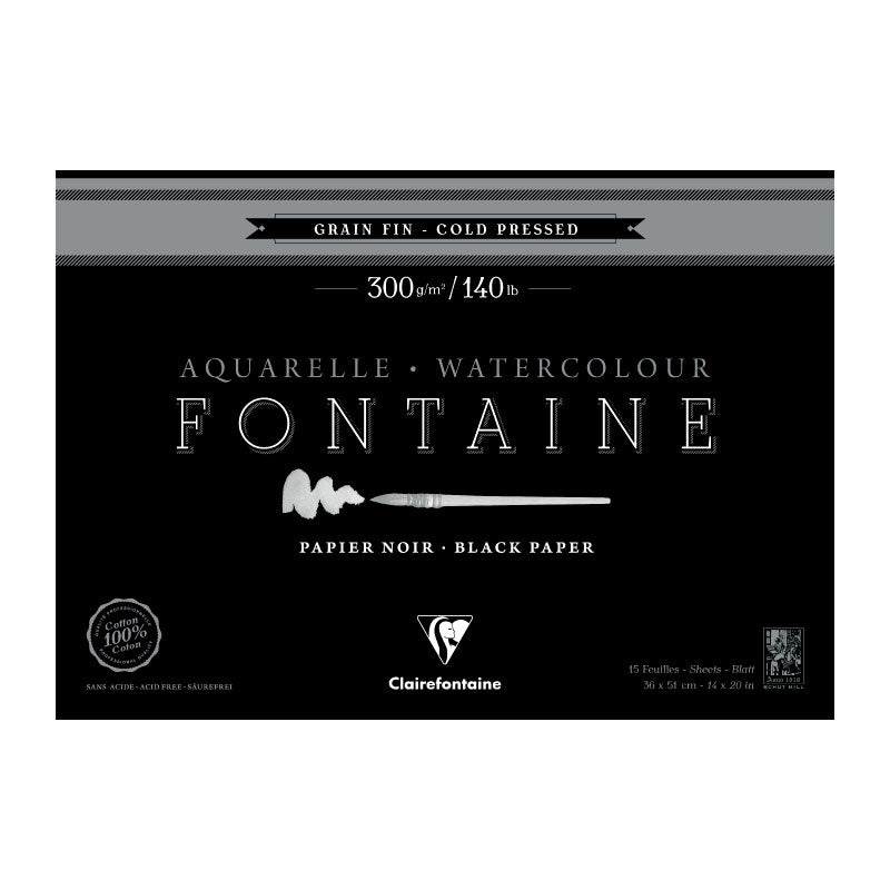 CLAIREFONTAINE Fontaine 4 Sides Cold Pressed 300g Black 36x51cm 15s