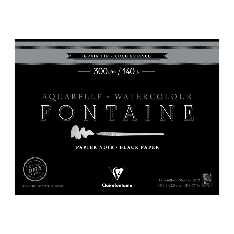 CLAIREFONTAINE Fontaine 4 Sides Cold Pressed 300g Black 48.3x63.5cm